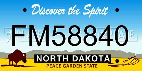 FM58840 North Dakota License Plate