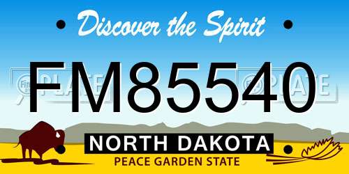 FM85540 North Dakota License Plate