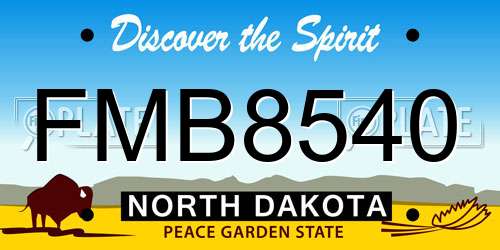 FMB8540 North Dakota License Plate