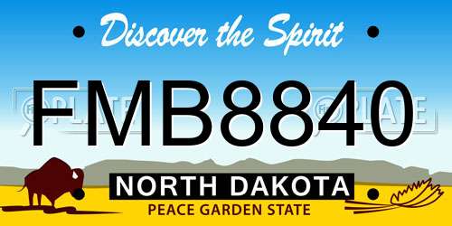 FMB8840 North Dakota License Plate