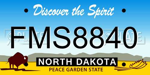 FMS8840 North Dakota License Plate
