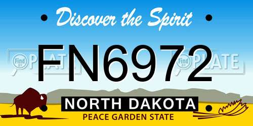 FN6972 North Dakota License Plate