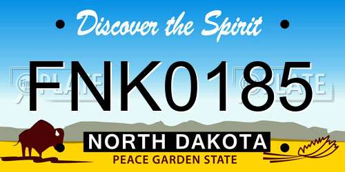 FNK0185 North Dakota License Plate