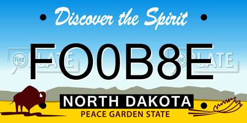 FO0B8E North Dakota License Plate