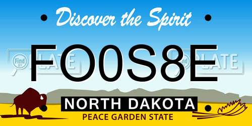 FO0S8E North Dakota License Plate