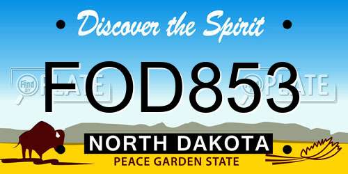 FOD853 North Dakota License Plate