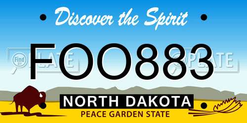 FOO883 North Dakota License Plate