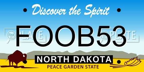 FOOB53 North Dakota License Plate