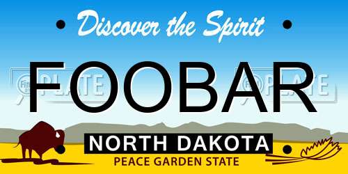FOOBAR North Dakota License Plate