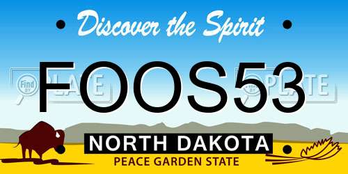 FOOS53 North Dakota License Plate