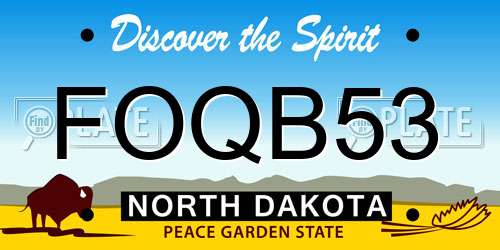 FOQB53 North Dakota License Plate
