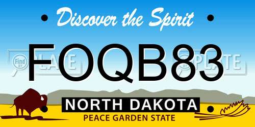 FOQB83 North Dakota License Plate