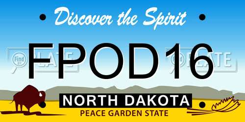 FPOD16 North Dakota License Plate