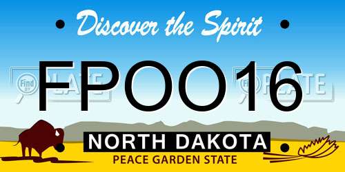 FPOO16 North Dakota License Plate