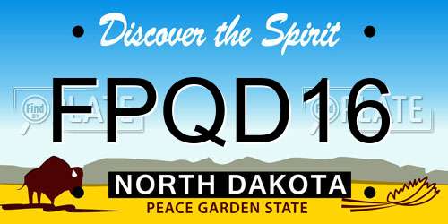 FPQD16 North Dakota License Plate