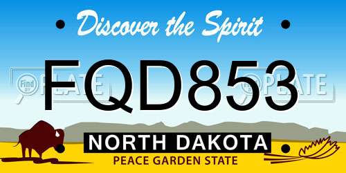 FQD853 North Dakota License Plate