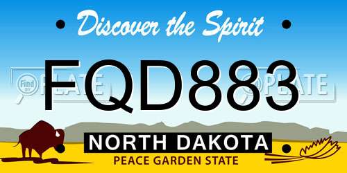 FQD883 North Dakota License Plate
