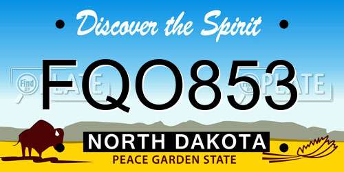 FQO853 North Dakota License Plate