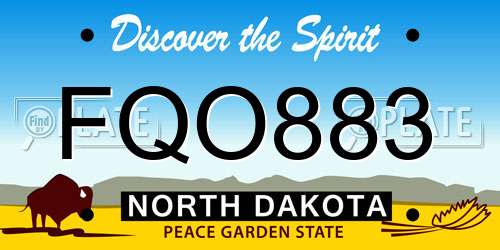 FQO883 North Dakota License Plate