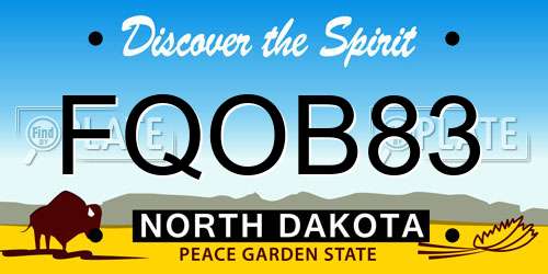 FQOB83 North Dakota License Plate