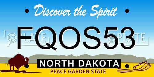 FQOS53 North Dakota License Plate