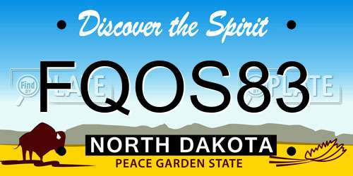 FQOS83 North Dakota License Plate