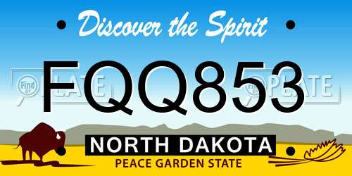FQQ853 North Dakota License Plate