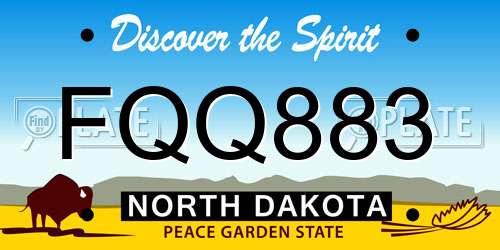 FQQ883 North Dakota License Plate