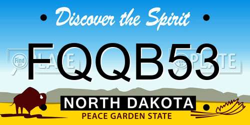 FQQB53 North Dakota License Plate