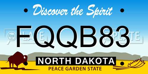 FQQB83 North Dakota License Plate