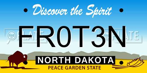 FR0T3N North Dakota License Plate