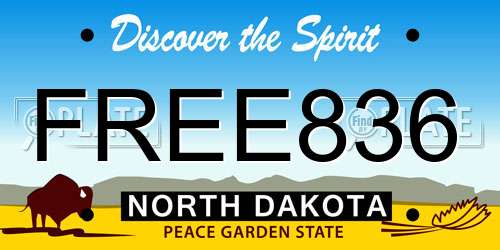 FREE836 North Dakota License Plate