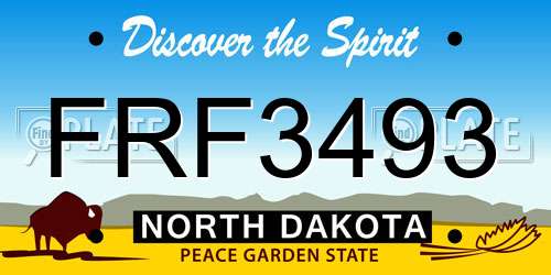 FRF3493 North Dakota License Plate