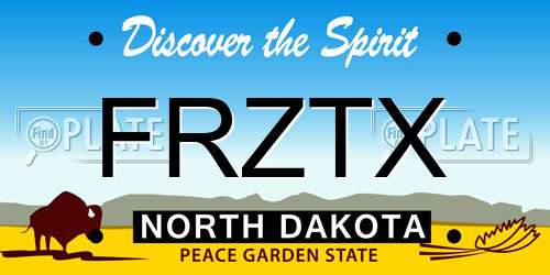 FRZTX North Dakota License Plate