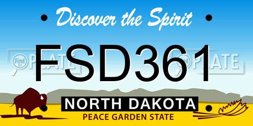 FSD361 North Dakota License Plate