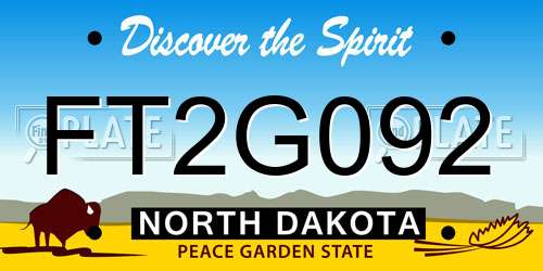 FT2G092 North Dakota License Plate