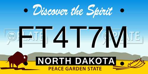 FT4T7M North Dakota License Plate