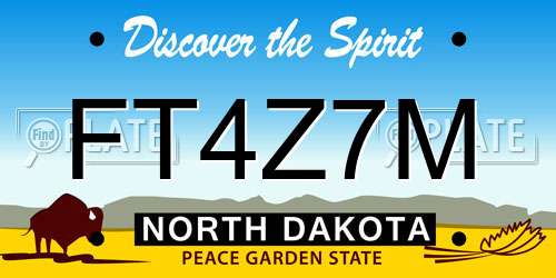 FT4Z7M North Dakota License Plate