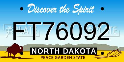 FT76092 North Dakota License Plate