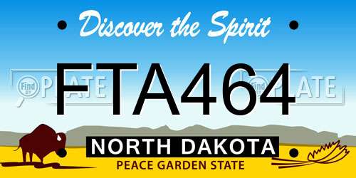FTA464 North Dakota License Plate