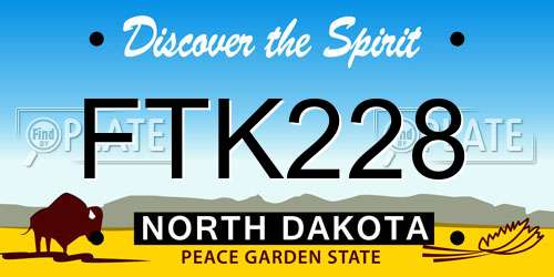 FTK228 North Dakota License Plate