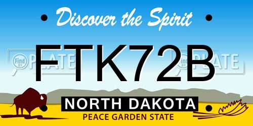 FTK72B North Dakota License Plate
