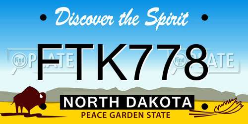 FTK778 North Dakota License Plate