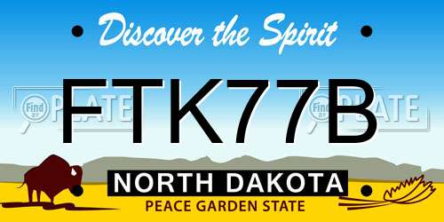 FTK77B North Dakota License Plate