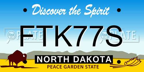 FTK77S North Dakota License Plate