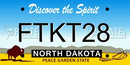 FTKT28 North Dakota License Plate