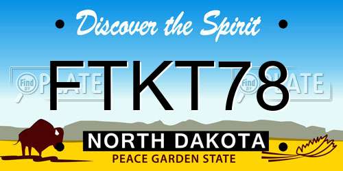 FTKT78 North Dakota License Plate