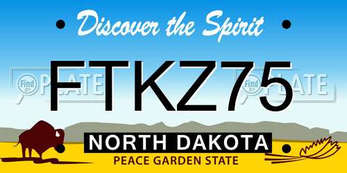 FTKZ75 North Dakota License Plate