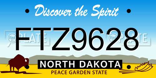 FTZ9628 North Dakota License Plate
