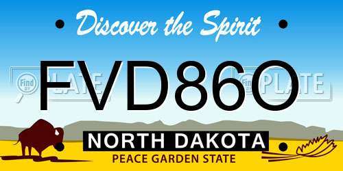 FVD86O North Dakota License Plate